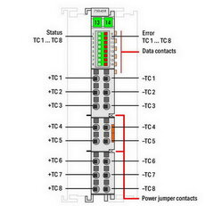 8kanálový analogový vstup termočlánek nastavitelný Wago 750-458