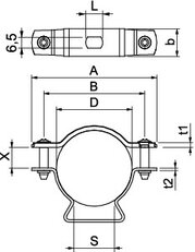 OBO ASL 733 44 A2 Distanční příchytka s připojovacím závitem M6 36-44mm Nerez