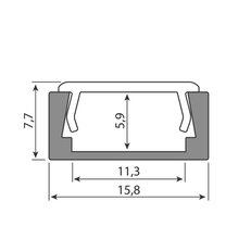 Přisazený hliníkový profil PG2 16x8mm bez difuzoru 1m MCLED ML-761.101.74.1