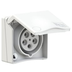 zásuvka vestavná designová, 5P, 16A/400V, 6h, IP44, bílá PCE PC-845-6v