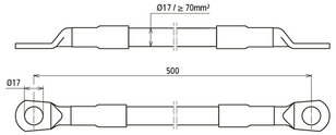 CuStAl-kabelová oboustranná propojka uzemnění s kabelovým okem prům. 17mm L500mm