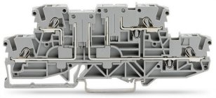 Dvoupatrová svorka, 4vodičová průchozí svorka, na DIN 35x15/35x7,5 šedá
