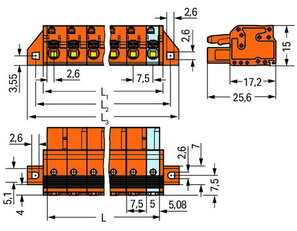 Pružinová svorka CAGE CLAMP oranžová 2,5mm2 2pól. oranžová WAGO 2231-702/031-000