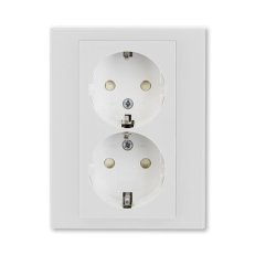 ABB Levit Dvojzásuvka SCHUKO s clonkami šedá/bílá 5522H-C03457 16