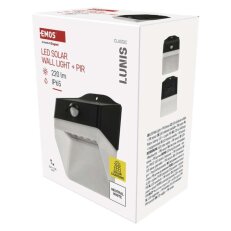 Solární LED svítidlo LUNIS s pohybovým čidlem, černé, neutrální bílá EMOS ZG151S
