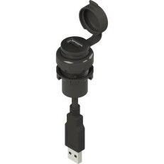 Zásuvka USB 2.0 Kabel 3 m, Černý kroužek, Otvor d22 mm, IP67 PIZZATO E23USB1CN3