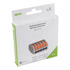 Páčková spojovací svorka 5x 0,08-4 mm2 (CYA) WAGO 222-415/995-005