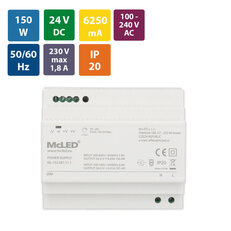 Napájecí zdroj 150W, DC24V/6,25A, IP20, na DIN lištu MCLED ML-732.081.11.1
