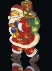 LED vánoční Santa do okna, 3xAA, teplá bílá, časovač