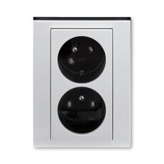 ABB LEVIT M Dvojzásuvka s clonkami(5513H-C02357 70)titanová/kouřová černá BLISTR