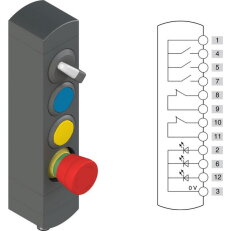Ovládací jednotka BN 4 prvky (konfigurace A70) Konektor M12,12 pólů, IP65
