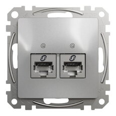 Sedna D/E Datová zásuvka 2xRJ45 kat. 6A STP, Aluminium SCHNEIDER SDD113467S