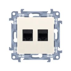 Zásuvka počítačová RJ45 dvojnonásobná kat. 5e, krémováová C52.01/41
