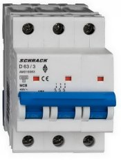 Instalační jistič AMPARO 10kA, D 63A, 3P SCHRACK AM019363--