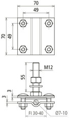 Uzemňovací svorka M12 f Rd 7-10/Fl30-40m