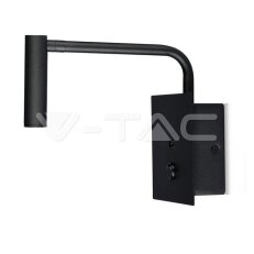3W LED Bedside Light Switch & USB Port Black 3000K , VT-2943 V-TAC SKU1487