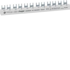 Hřebenová přípojnice 3P+N, 10mm2/12mod. pro 6ks přístrojů 1+N (L1+N,L2+N,L3+N)