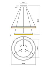 Závěsné svítidlo FEBE SU LED RD 82W 4000K D600+800 SBK REDO 01-2898