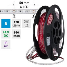 LED pásek SMD2835 modrý, 120LED/m, 9,6W/m, DC 24V, 140lm/m, IP67, 10mm, 5m