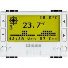 BTICINO LIVINGLIGHT TERMOSTAT ČASOVÝ 230V 3MODULOVÝ BÍLÝ N4451