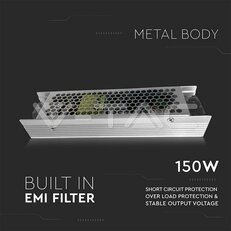 LED Power Supply 150W 12V 12.5A Metal Slim, VT-20152 V-TAC SKU3244