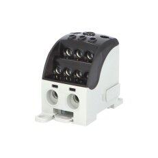 Blok pro rozdělení fází PDB 490, 1pól., 490A, 690V, černý/průhl. víko, na DIN