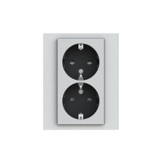 Dvojzásuvka ABB LEVIT M s clonkami bezšroub titanová/kouř.černá 5522H-C03458 70W