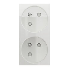 Zásuvka NOVÁ UNICA dvojitá 45o 250V/16A 2x2P+E, clonky, bezšroubová, Bílá