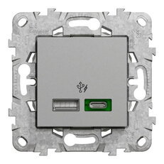 NOVÁ UNICA Dvojité rychlonabíjecí USB A+C (45W), Hliník SCHNEIDER NU501330