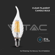 LED Bulb 4W Filament E14 Twist Candle Tail 4000K   VT-1995-N, V-TAC SKU214431