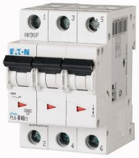 Jistič PL6-C40/3 char C, 3-pólový, 6kA, 40A EATON 286605