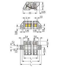 Konektor (zásuvka) úhlový CAGE CLAMP 2,5mm2 sv.šedá 20pól. WAGO 721-320/031-000