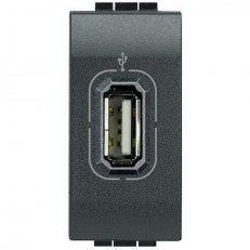 BTICINO LIVINGLIGHT USB ZÁSUVKA 1MODULOVÁ ANTRACIT L4285