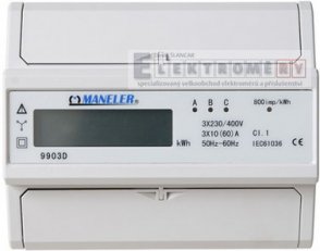 Elektroměr Maneler 9903D, 3f.1s. 10-60A, LCD, neověřený E1220