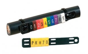 PK 2/4.40 'F' Návlečka žlutá s potiskem 'F', délka 4mm