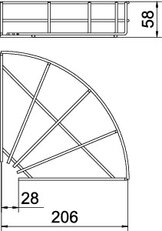 OBO GRB 90 520 G Oblouk mřížových žlabů 90° 55x200 Ocel galv. zinek