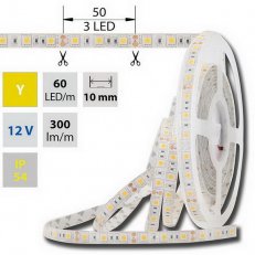 LED pásek SMD5050 žlutý, 60LED/m, 14,4W/m, 360lm/m, IP54, DC 12V, 10mm, 5m