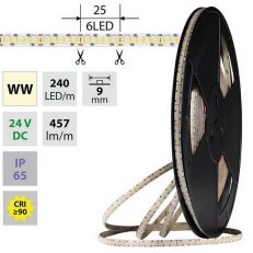 LED pásek SMD2835 WW 240LED/m 5m, 24V, 6 W/m
