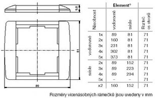 Dvojrámeček ABB ELEMENT vodorovný bílá/bílá 3901E-A00120 03