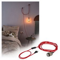 Závěsné svítidlo Neordic Eldar vč. zástrčky E27 max. 1x20W červená/leštěná 79770