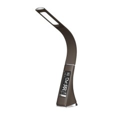 LED stolní lampička s displayem, 6W, 4100K, kůže, hnědá SOLIGHT WO46-H