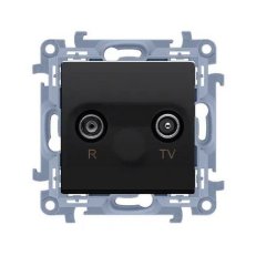Anténní zásuvka R-TV průchozí útlum:10dB černá matná :3021 CAP10.01/49