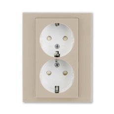 ABB Levit Dvojzásuvka SCHUKO s clonkami macchiato/bílá 5522H-C03457 18