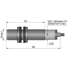 Kapacitní senzor d18 mm AECO SC18SP-C5 PNP NO+NC LC5