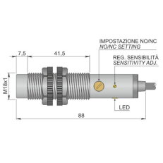 Kapacitní senzor d18 mm AECO SC18SP-AE10 NO/NC