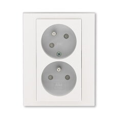 ABB LEVIT M Dvojzásuvka s clonkami (5513H-C02357 68)perleťová/ledová bílá BLISTR