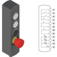 Ovládací jednotka BN 4 prvky (konfigurace A76) Konektor M12,12 pólů, IP65
