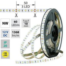 LED pásek SMD2835 NW, 60LED/m, 14,4W/m, 1368lm/m, IP20, DC 12V, 10mm, 5m