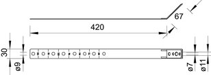 OBO 301 V-VA Okapová příchytka nastavitelné 420mm Nerez ocel