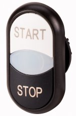 Eaton M22S-DDL-WS-GB1/GB0 Dvojité tlačítko, bílá čočka, START/STOP bílá/černá